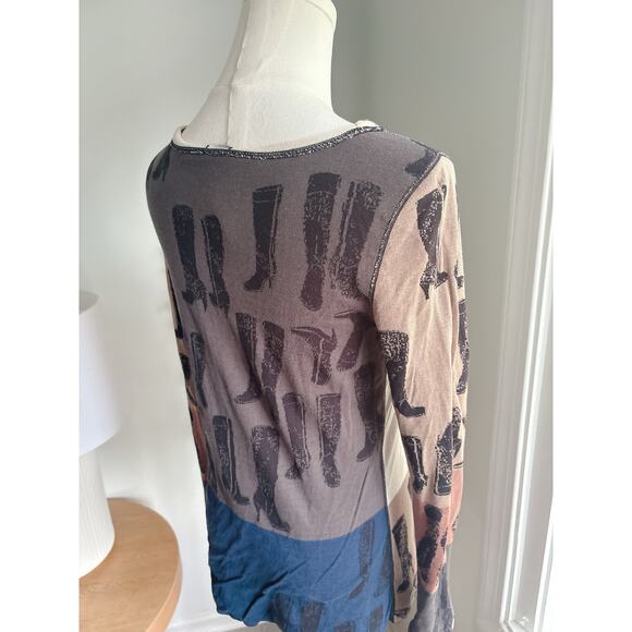 Nic + Zoe These Boots Sweater Size Small Reversible Jacquard Western - Picture 14 of 15